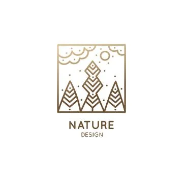 Square logo landscape. Vector logo of nature. Stock Illustration
