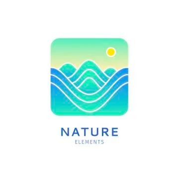 Square logo of mountains Stock Illustration