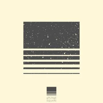 Square logo template, grunge texture logotype, geometric abstract design Illustrazione stock