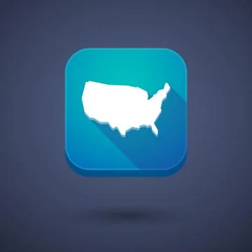 Square long shadow app button with  a map of the USA Illustrazione stock
