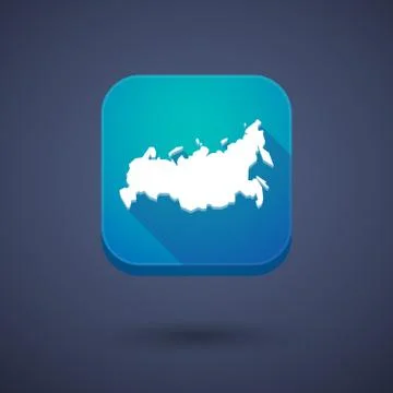Square long shadow app button with  a map of Russia Stock Illustration