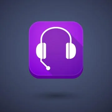 Square long shadow app button with  a hands free phone device Stock Illustration