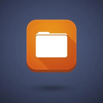 Square long shadow app button with a folder Stock Illustration
