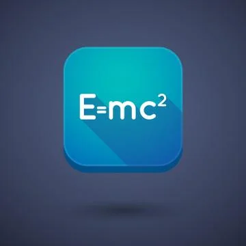 Square long shadow app button with the Theory of Relativity formula Stock Illustration