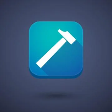Square long shadow app button with a hammer Stock Illustration