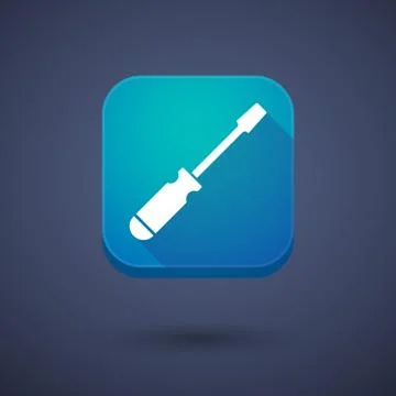 Square long shadow app button with a screwdriver Stockillustratie