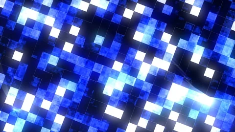 Square loop seamless mirror glow blue particles.  looping cyber space technology Stock Footage 99577383