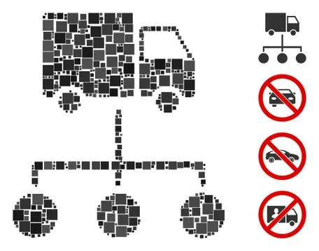Square Lorry Distribution Scheme Icon Vector Collage Illustrazione stock