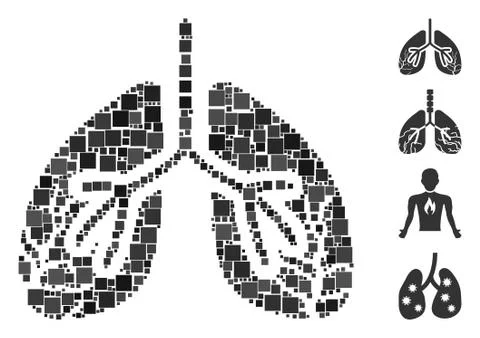 Square Lungs Cancer Icon Vector Collage Stock Illustration