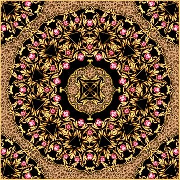 Square luxury composition with golden scrolls Stock Illustration