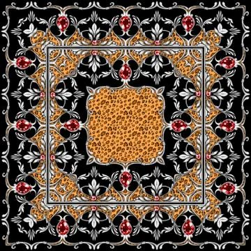 Square luxury composition with silver scrolls Stock-Illustration