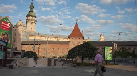 Square In Lviv. Taymlaps Stock Footage 61379121