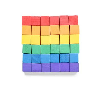 Square made of different colorful blocks isolated on white background Stock Photos