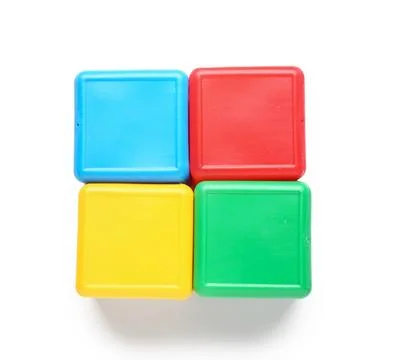Square made of different colorful blocks isolated on white background, closeu Stock Photos