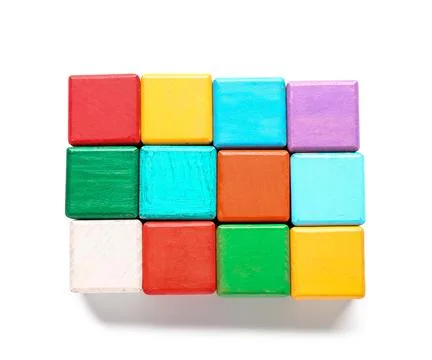 Square made of different colorful blocks isolated on white background Stock Photos