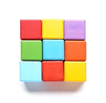 Square made of different colorful blocks isolated on white background Stock Photos