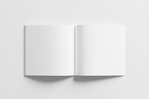 Square Magazine Brochure 3D Rendering White Blank Mockup Stock Illustration