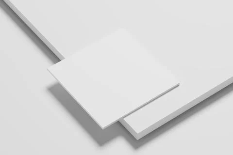 Square Magazine Brochure 3D Rendering White Blank Mockup Stock Illustration