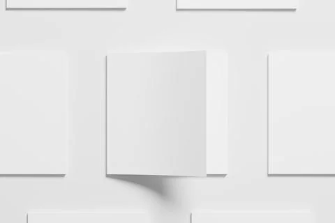 Square Magazine Brochure 3D Rendering White Blank Mockup Stock Illustration