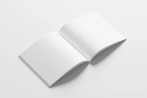 Square Magazine Brochure 3D Rendering White Blank Mockup Stock Illustration