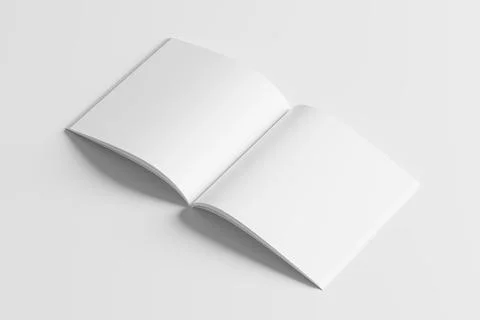 Square Magazine Brochure 3D Rendering White Blank Mockup Stock Illustration