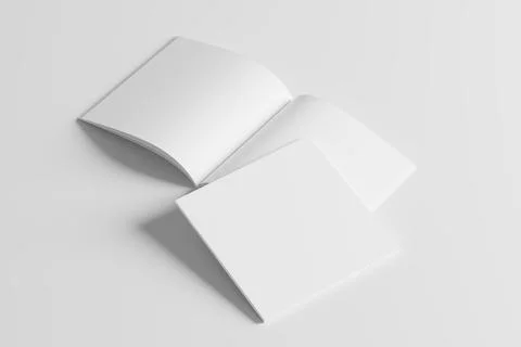 Square Magazine Brochure 3D Rendering White Blank Mockup Stock Illustration