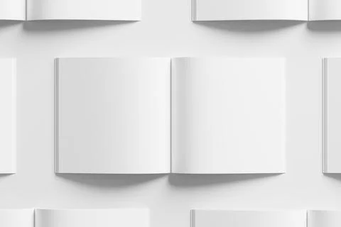 Square Magazine Brochure 3D Rendering White Blank Mockup Stock Illustration