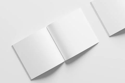 Square Magazine Brochure 3D Rendering White Blank Mockup Stock Illustration