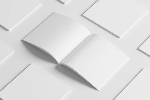 Square Magazine Brochure 3D Rendering White Blank Mockup Stock Illustration