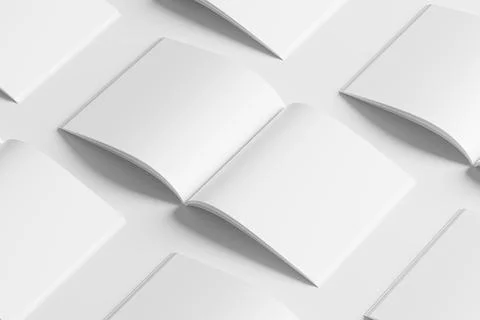 Square Magazine Brochure 3D Rendering White Blank Mockup Stock Illustration