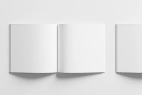 Square Magazine Brochure 3D Rendering White Blank Mockup Stock Illustration