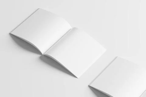 Square Magazine Brochure 3D Rendering White Blank Mockup Stock Illustration