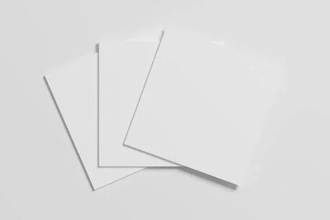 Square Magazine Brochure 3D Rendering White Blank Mockup Stock Illustration