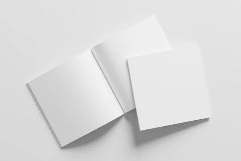 Square Magazine Brochure 3D Rendering White Blank Mockup Stock Illustration