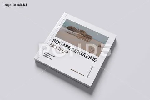 Square magazine cover mockup with grey background PSD Template