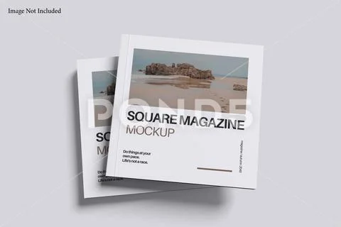 Square magazine cover mockup with grey background PSD-sjabloon