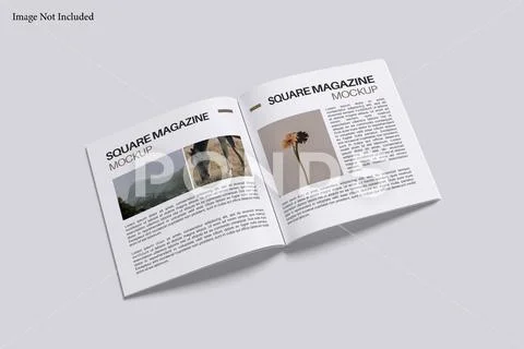 Square magazine mockup with grey background PSD Template