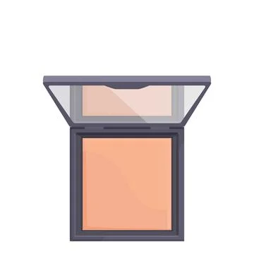 Square makeup powder compact with mirror open showing cosmetic product Illustrazione stock