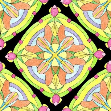 Square mandala sacred geometry with double cross Stock Illustration