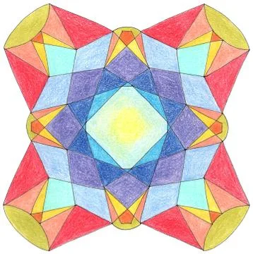 Square mandala sacred geometry kaleidoscope multicolored crystal Stock Illustration