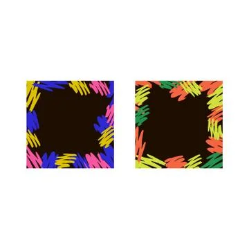 Square maps with abstract hand-painted texture. Maps with a black background and Stock Illustration