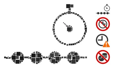 Square Marked Time Line Icon Vector Collage イラスト素材