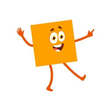 Square math or geometric shape cartoon character Stock Illustration