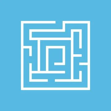 Square maze on blue Stock Illustration
