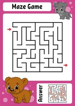 Square maze. Game for kids. Funny labyrinth. Education developing worksheet.  Stock Illustration