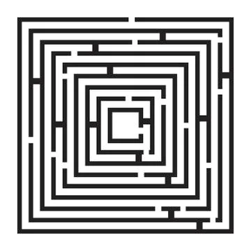 Square maze, labirynth vector symbol icon design. Illustrazione stock