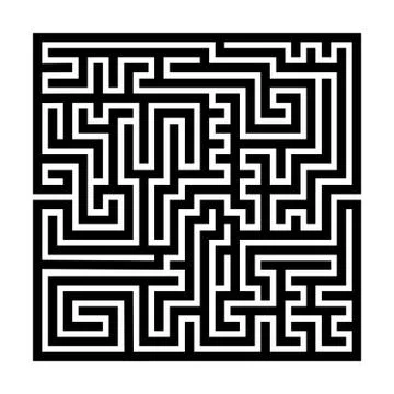Square maze labyrinth. Black thick outline. Vector illustration. Stockillustratie