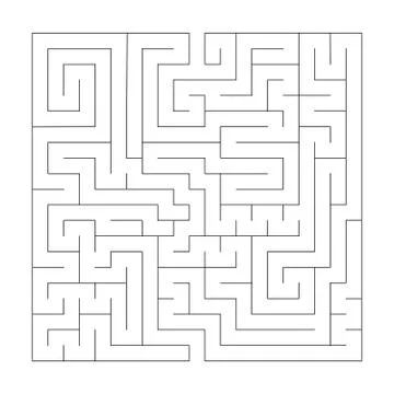 Square maze labyrinth. Black thin outline. Vector illustration. Illustrazione stock