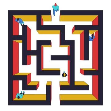 Square maze view from above. Stock Illustration