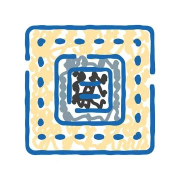 Square medical patch applying medication doodle drawing Stock Illustration